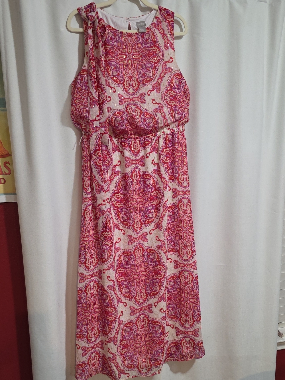 Chico's Pink Paisley-Style Sleeveless Maxi Dress